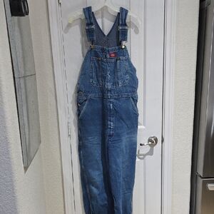 Dickies Vintage Men's Blue Denim Overalls Size 34x34 Made In Mexico